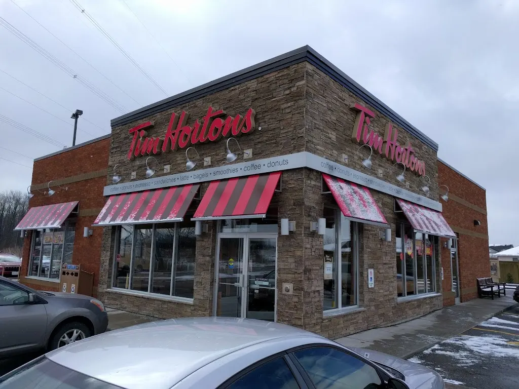 Tim Hortons storefront and interior at 400 Highbury Ave, St Thomas, ON