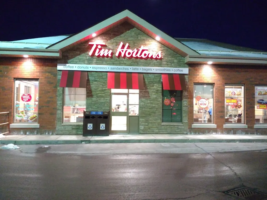 Tim Hortons storefront and interior at 1259 Stittsville Main St, Stittsville, ON