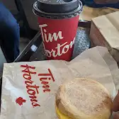Tim Hortons storefront and interior at 1354 South Service Road, Stoney Creek, ON