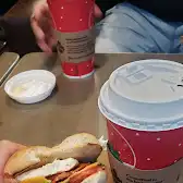 Tim Hortons storefront and interior at 28630 Centre Rd, Strathroy, ON