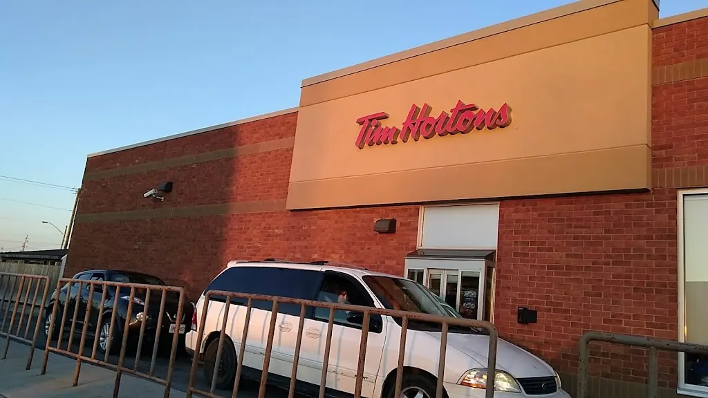 Tim Hortons storefront and interior at 647 Coursol St, Sturgeon Falls, ON