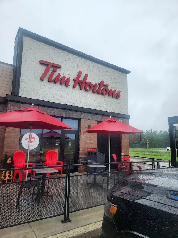 Tim Hortons storefront and interior at 465 Barrydowne Rd, Sudbury, ON