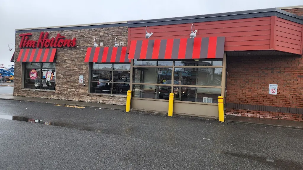 Tim Hortons storefront and interior at 970 Lorne St, Sudbury, ON