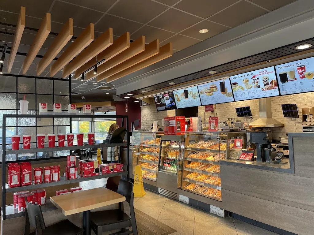 Tim Hortons storefront and interior at 1003 Kingsway, Sudbury, ON