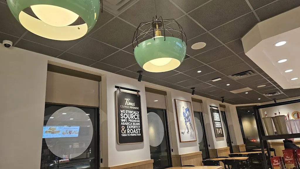 Tim Hortons storefront and interior at 1205 Falconbridge Highway, Sudbury, ON