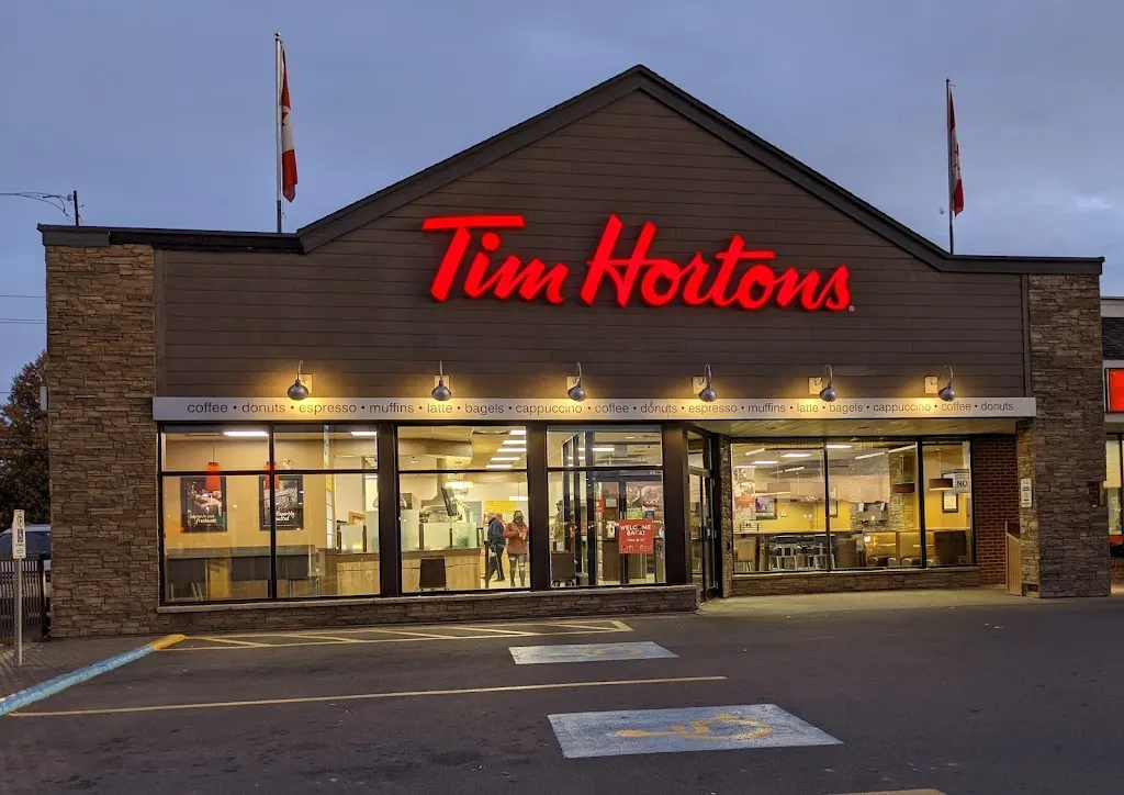 Tim Hortons storefront and interior at 1486 Lasalle Blvd, Sudbury, ON