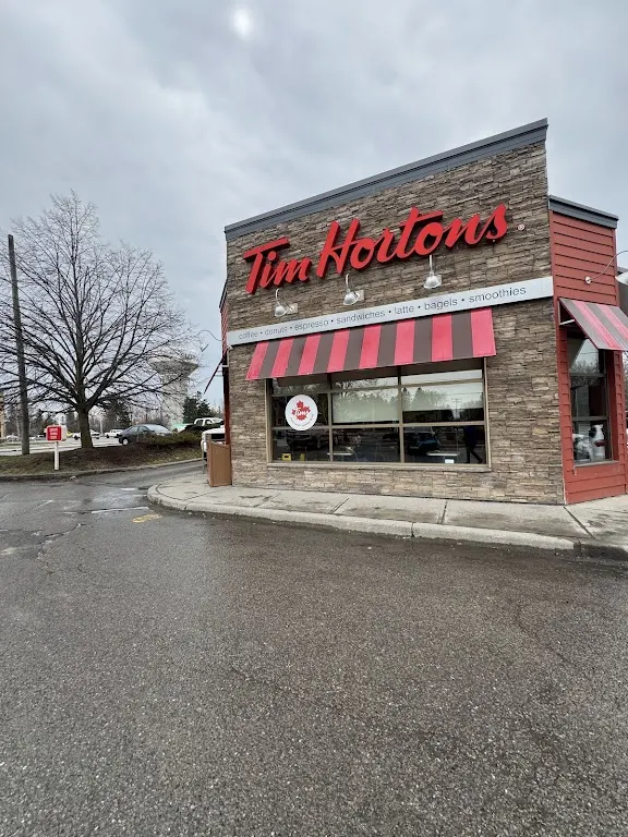 Tim Hortons storefront and interior at 20954 Dalton Rd, Sutton, ON