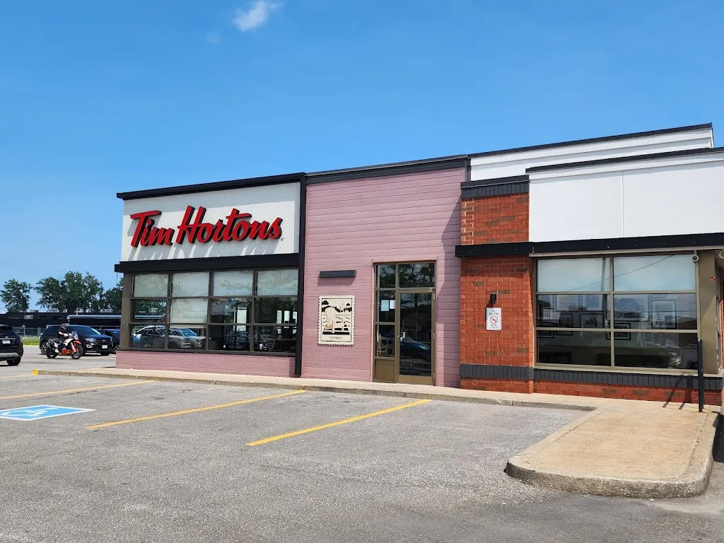 Tim Hortons storefront and interior at 5250 Walker Rd, Tecumseh, ON