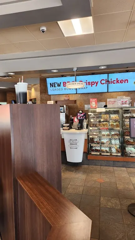 Tim Hortons storefront and interior at 105 St. Patrick Street, Thamesford, ON