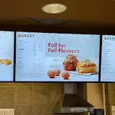 Tim Hortons storefront and interior at 115 Times Ave, Thornhill, ON