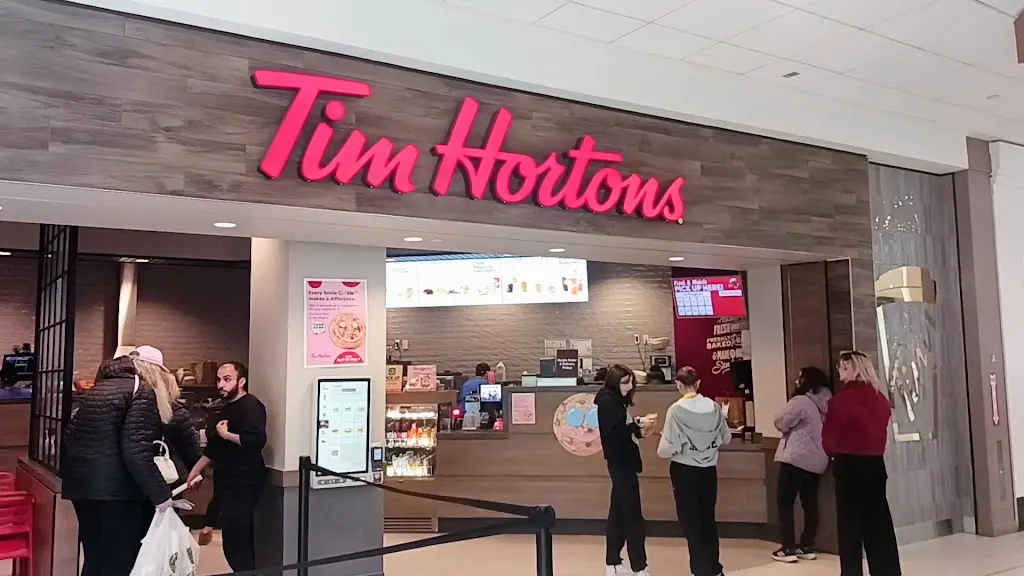 Tim Hortons storefront and interior at Promenade Shopping Centre, Thornhill, ON