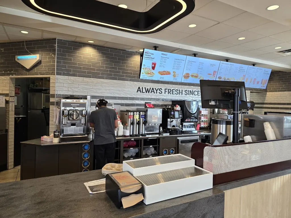 Tim Hortons storefront and interior at 110 Waterloo St N, Thunder Bay, ON