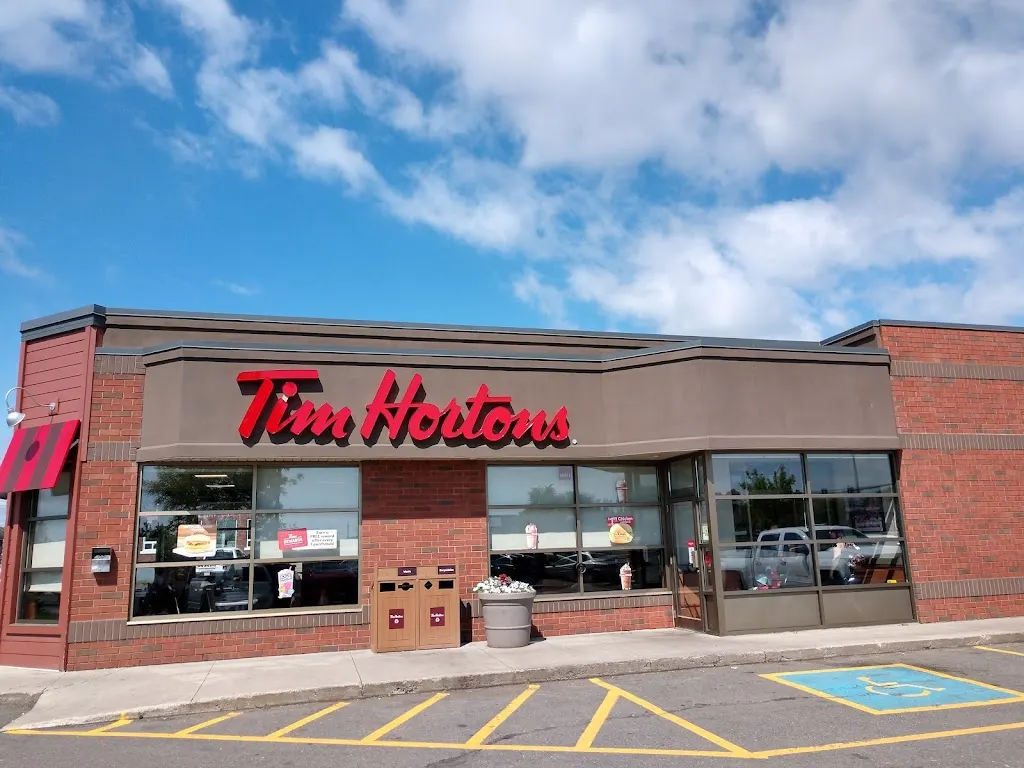 Tim Hortons storefront and interior at 310 Memorial Ave, Thunder Bay, ON