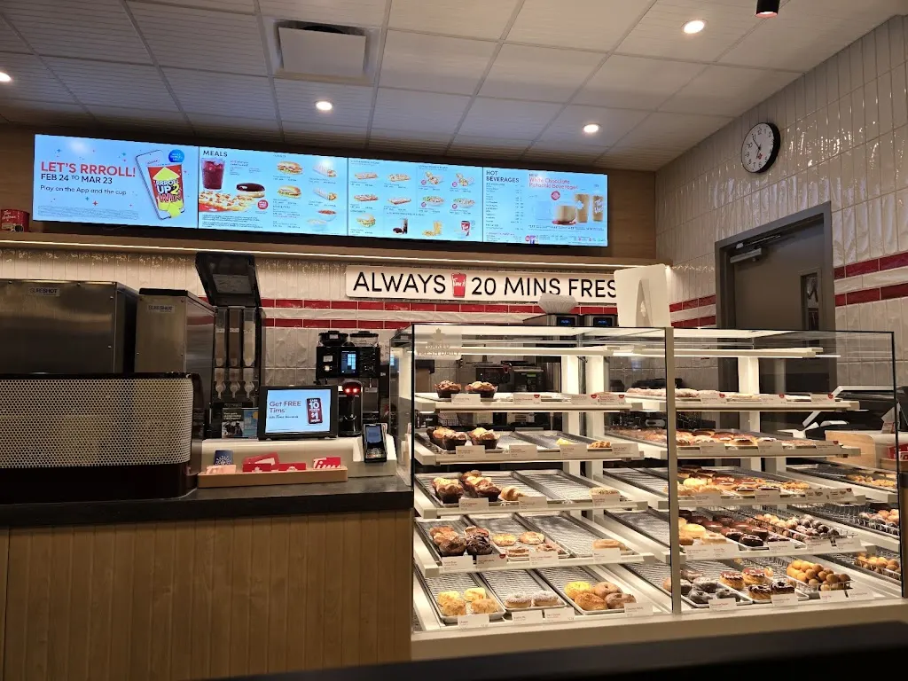 Tim Hortons storefront and interior at 590  Harbour Expressway, Thunder Bay, ON