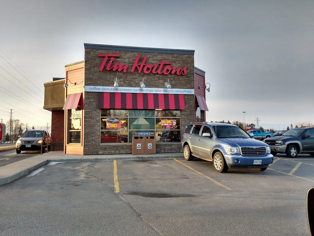 Tim Hortons storefront and interior at 1127 Oliver Rd, Thunder Bay, ON