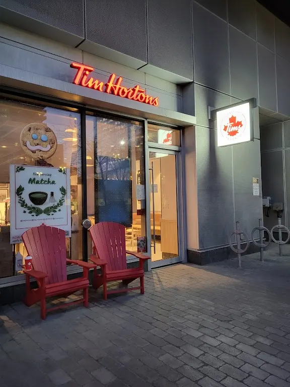 Tim Hortons storefront and interior at 17 - Lower Jarvis St, Toronto, ON