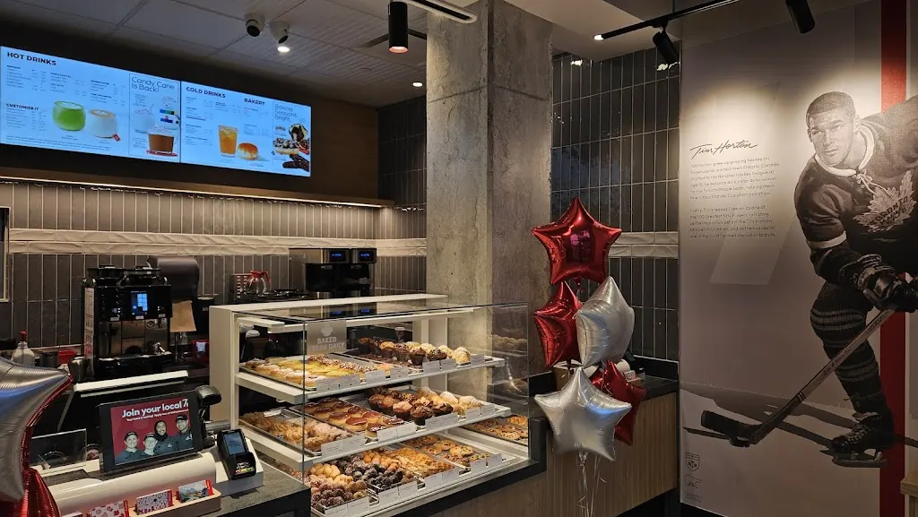 Tim Hortons storefront and interior at 900 St Clair Ave W, Toronto, ON