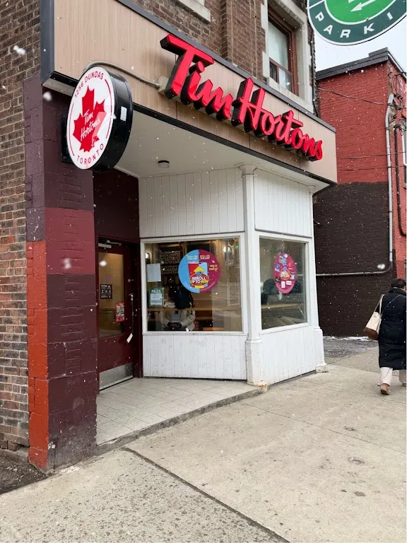 Tim Hortons storefront and interior at 1256 dundas st w, Toronto, ON