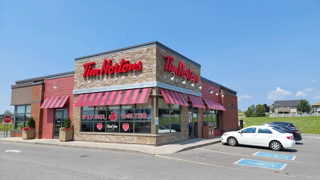 Tim Hortons storefront and interior at 17518 Old Highway # 2, Trenton, ON