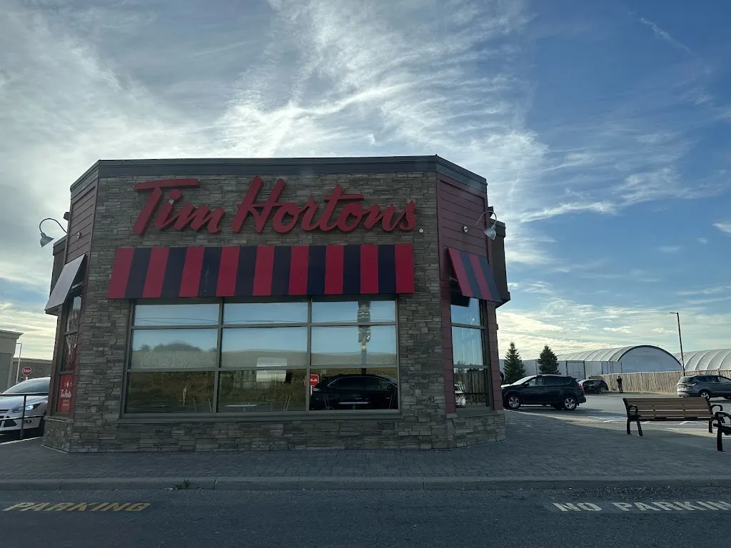 Tim Hortons storefront and interior at 11610 Keele St, Vaughan, ON