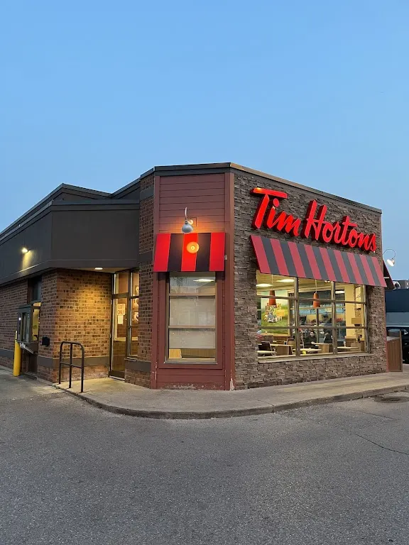 Tim Hortons storefront and interior at 65 University Ave East, Waterloo, ON