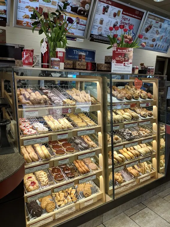 Tim Hortons storefront and interior at 94 Bridgeport Rd East, Waterloo, ON