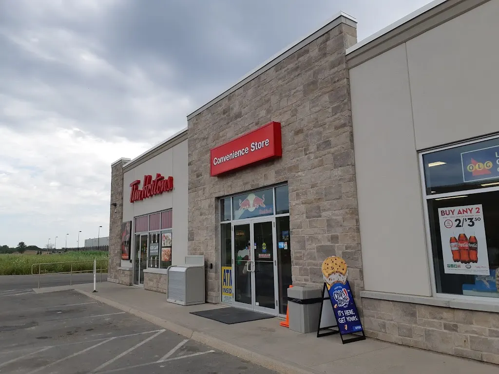 Tim Hortons storefront and interior at 652 River Rd, Welland, ON
