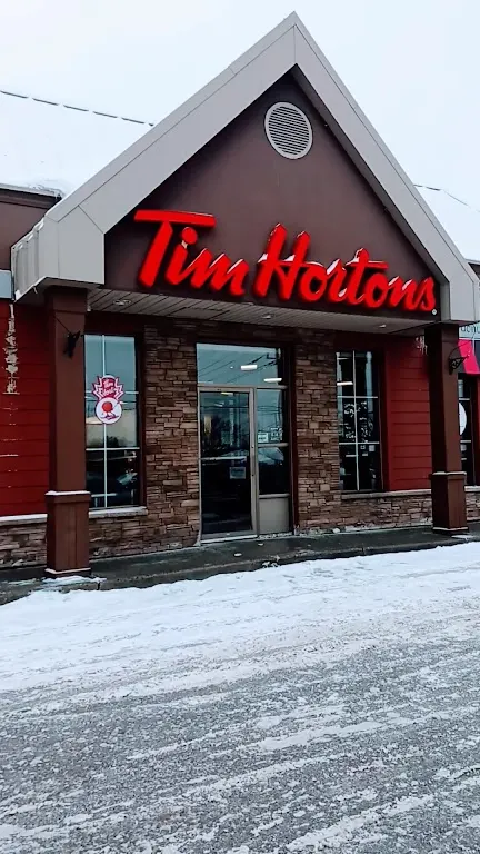Tim Hortons storefront and interior at 516 Brock St North, Whitby, ON