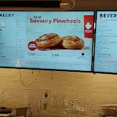 Tim Hortons storefront and interior at 80 Park St East, Windsor, ON