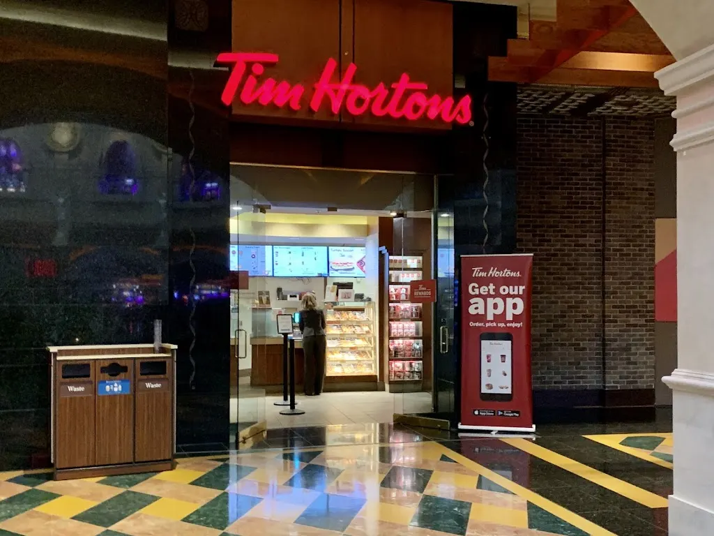 Tim Hortons storefront and interior at 377 Riverside Dr East, Windsor, ON