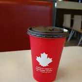Tim Hortons storefront and interior at 25 Woodstream Blvd, Woodbridge, ON