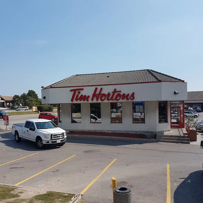 Tim Hortons storefront and interior at 100 Whitmore Rd, Woodbridge, ON