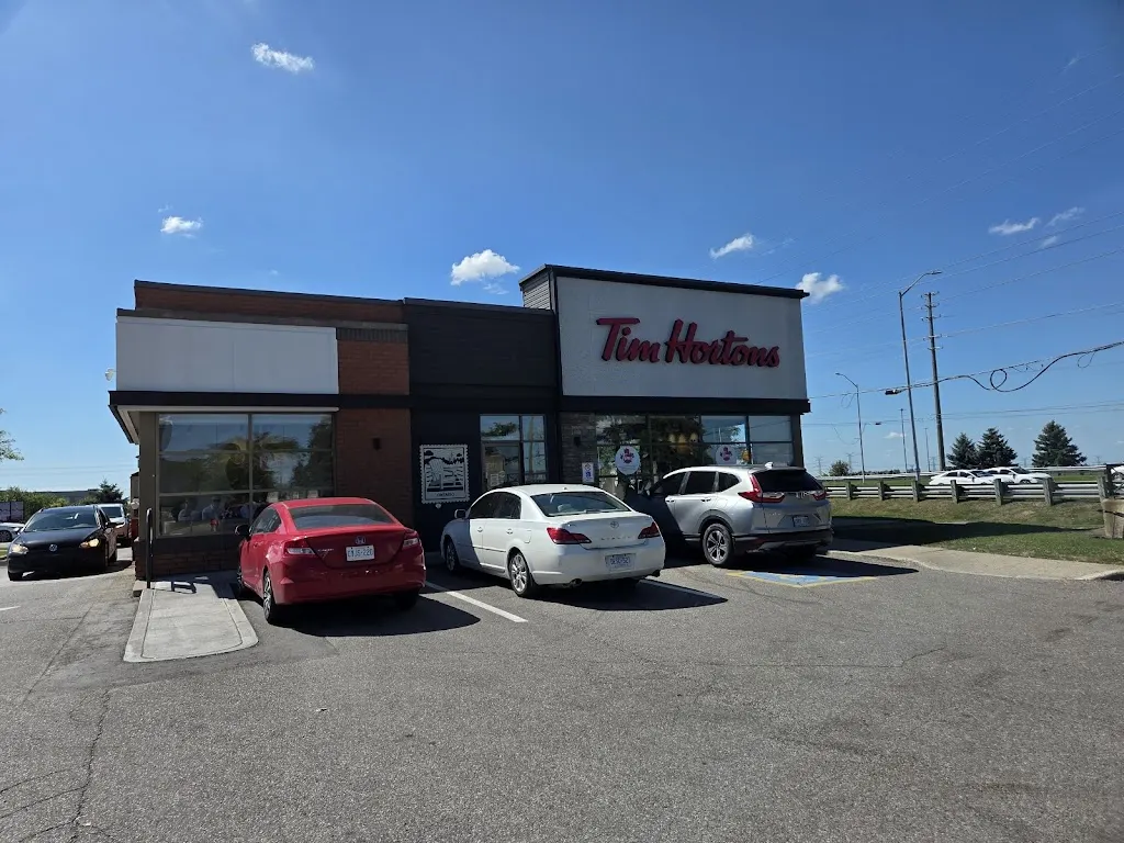Tim Hortons storefront and interior at 7501 Weston Rd, Woodbridge, ON