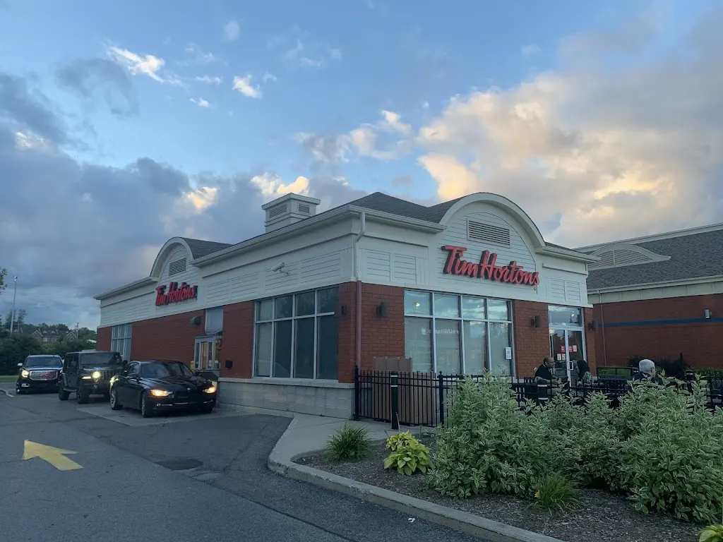 Tim Hortons storefront and interior at 108 Beaurepaire Dr, Beaconsfield, QC