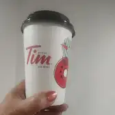 Tim Hortons storefront and interior at 212 Route 138, Donnacona, QC