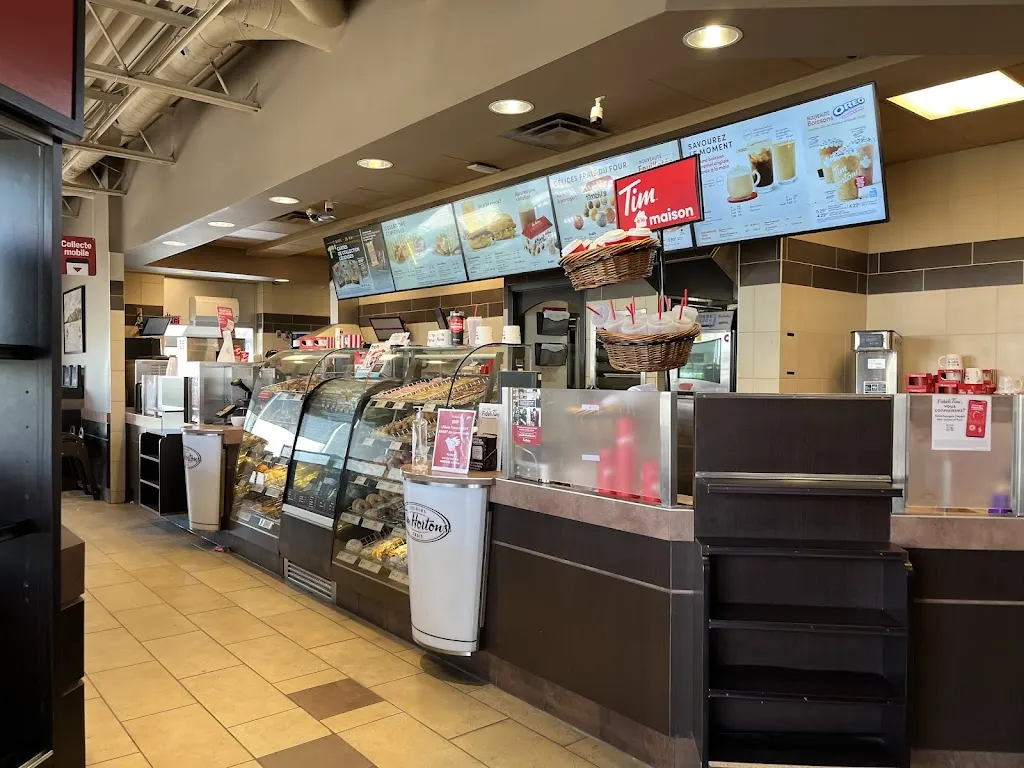 Tim Hortons storefront and interior at 1020 Rue Principale, Granby, QC