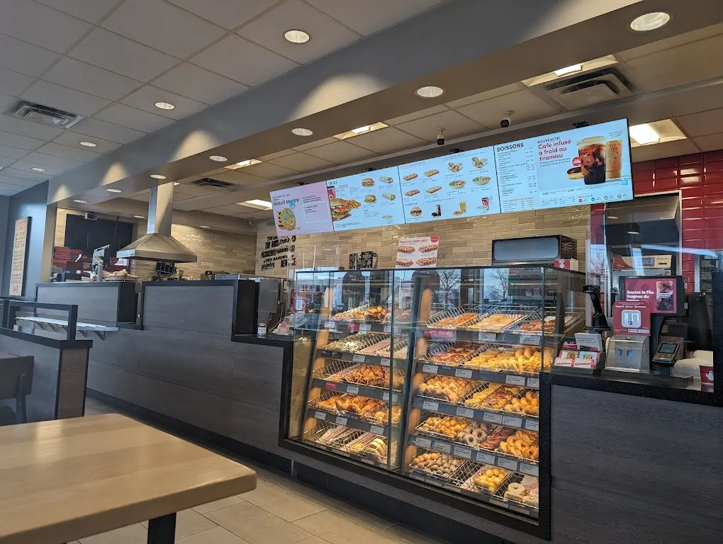 Tim Hortons storefront and interior at 1845, Boul. St-elzear Ouest, Laval, QC