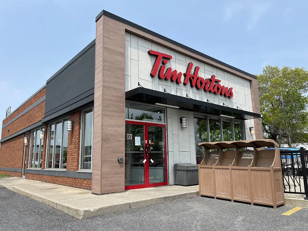 Tim Hortons storefront and interior at 155 Rue Ouellette, Marieville, QC