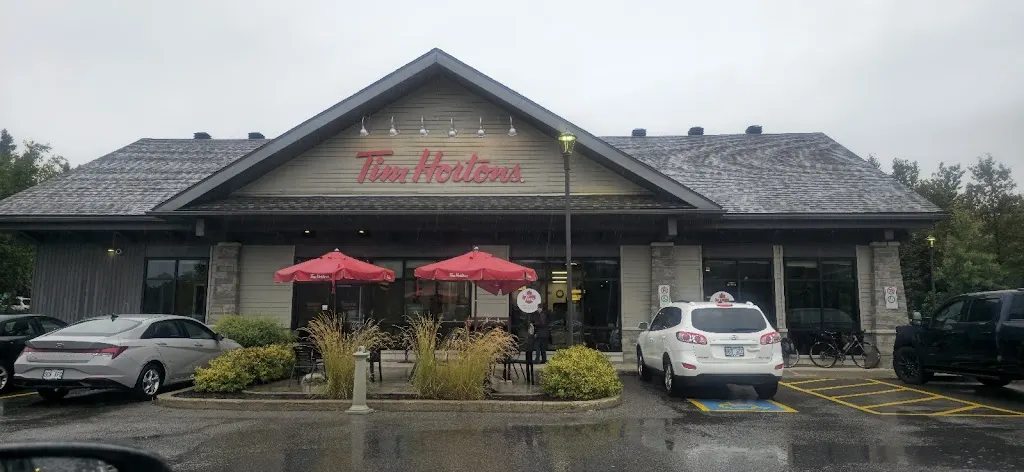 Tim Hortons storefront and interior at 180 Rue De St Jovite, Mont-tremblant, QC
