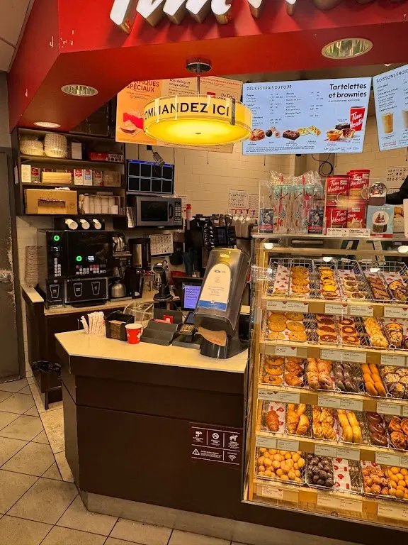 Tim Hortons storefront and interior at 2160, Boul. Decarie, Montreal, QC