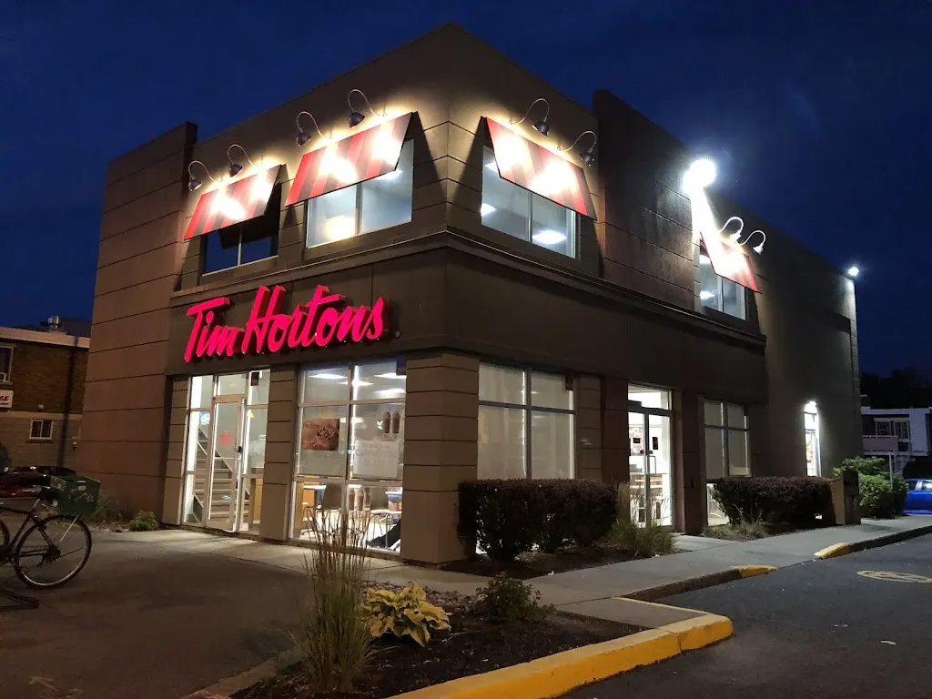 Tim Hortons storefront and interior at 5900 Rue Sherbrooke Est, Montreal, QC