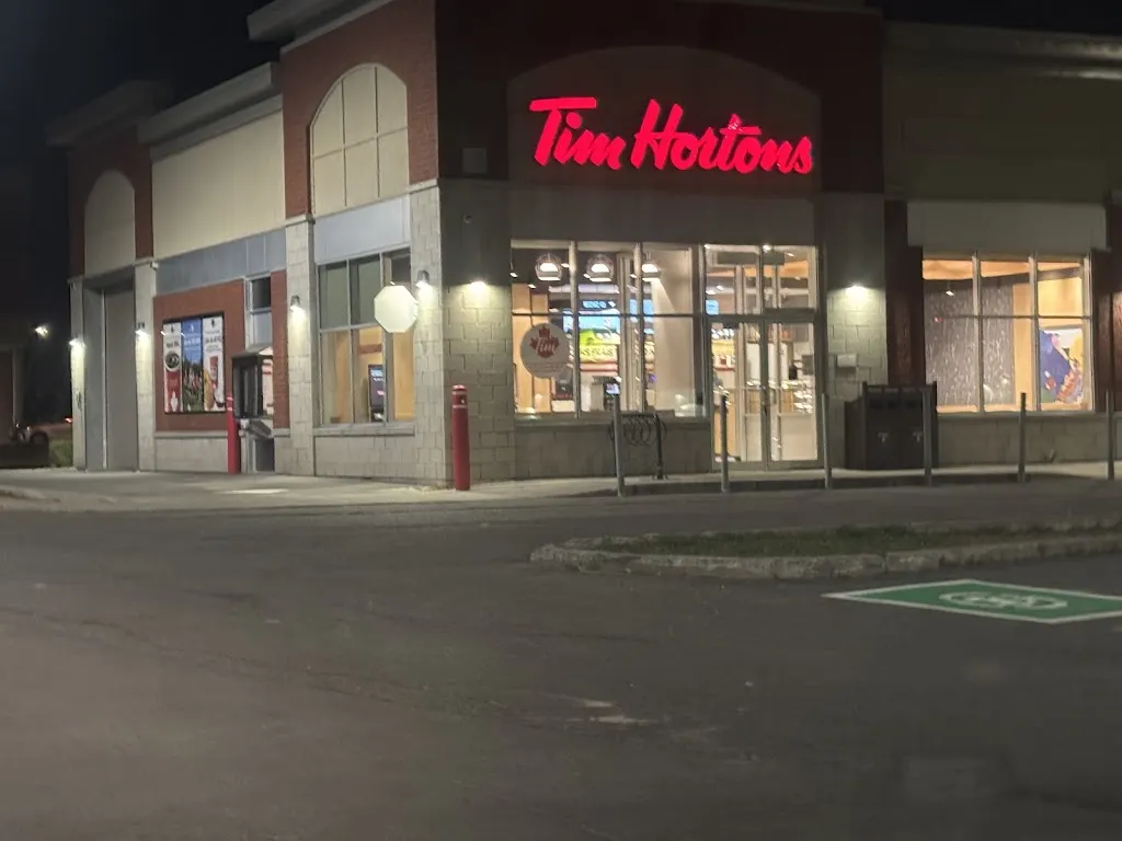 Tim Hortons storefront and interior at 12451 Boul Rudolphe-forget, Montreal, QC