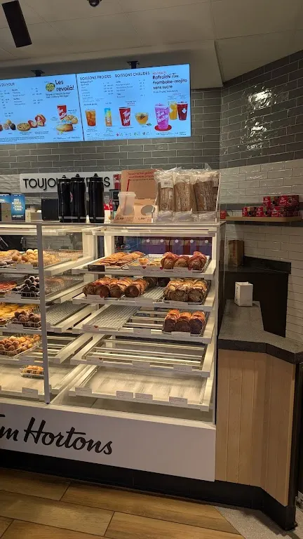 Tim Hortons storefront and interior at 105, Boul. Cardinal-leger, Pincourt, QC