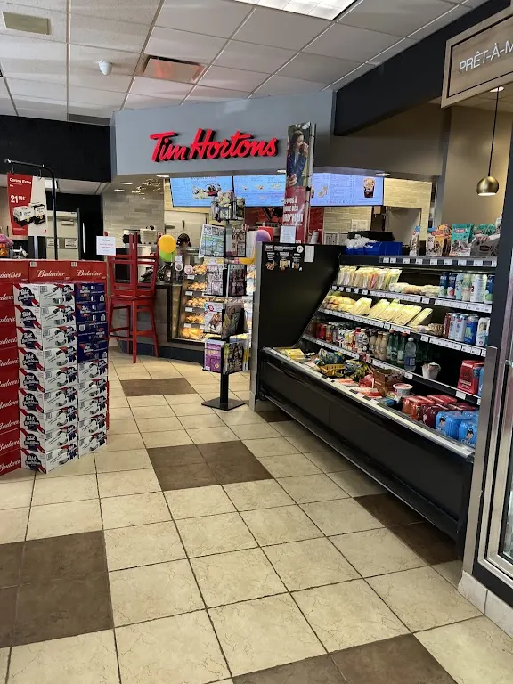 Tim Hortons storefront and interior at 4770, Route Ste-genevieve, Quebec City, QC