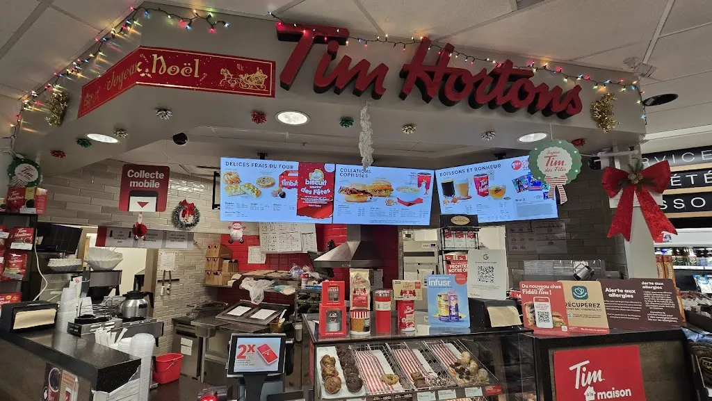 Tim Hortons storefront and interior at 1280, Grande Allee Ouest, Quebec, QC