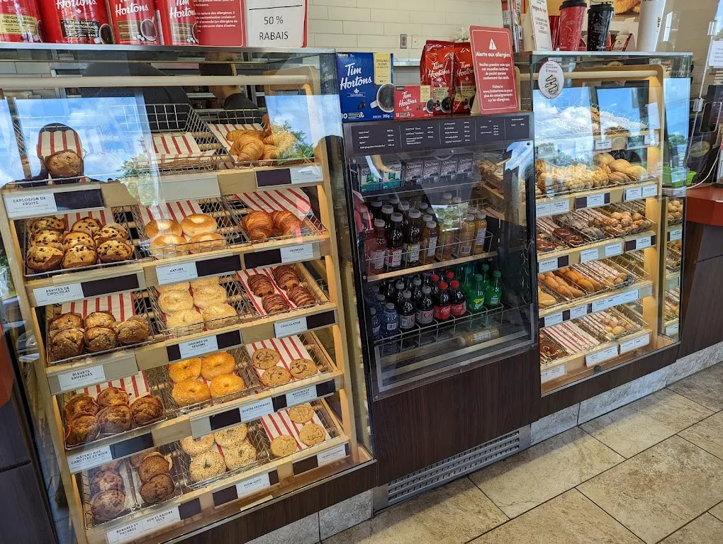 Tim Hortons storefront and interior at 1874 Av D'estimauville, Quebec, QC