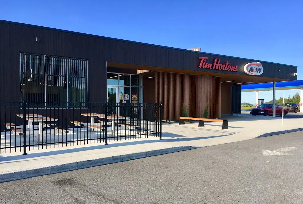 Tim Hortons storefront and interior at 185 Rang 2 (route 165), Saint-louis-de-blandford, QC