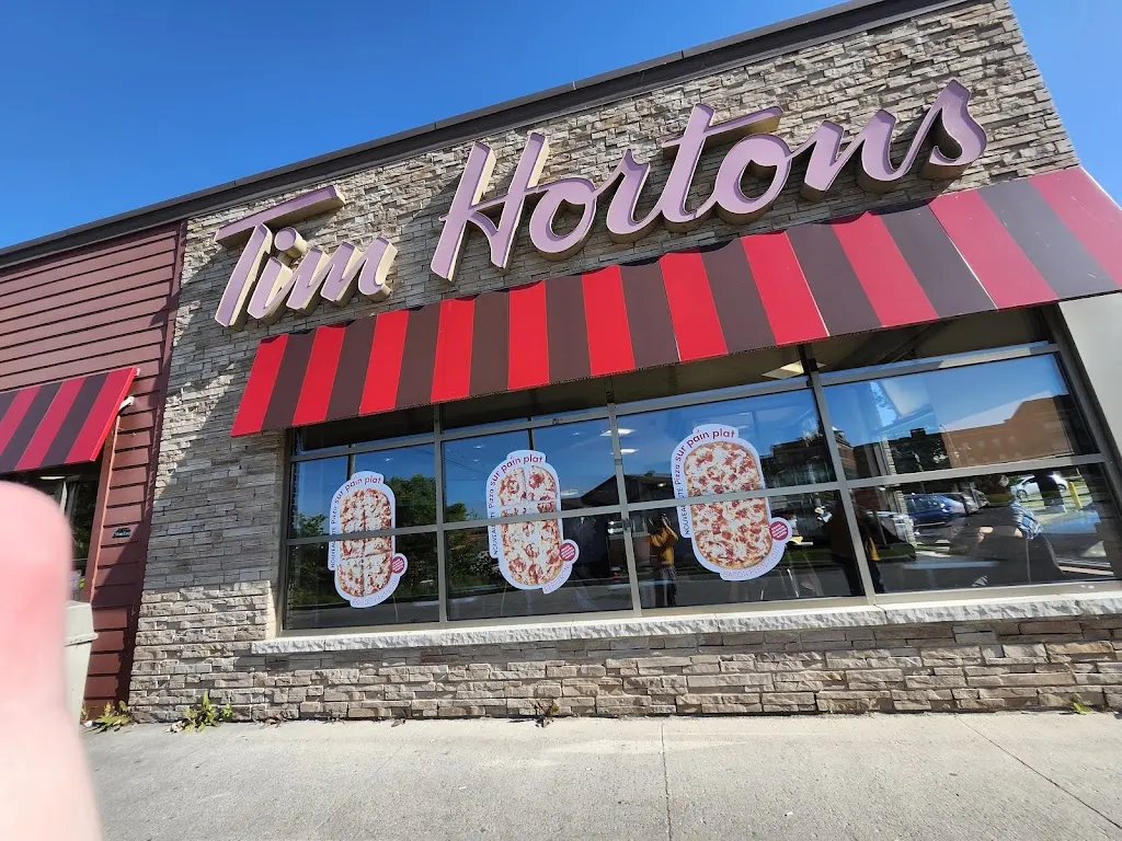 Tim Hortons storefront and interior at 339 Rue King Est, Sherbrooke, QC