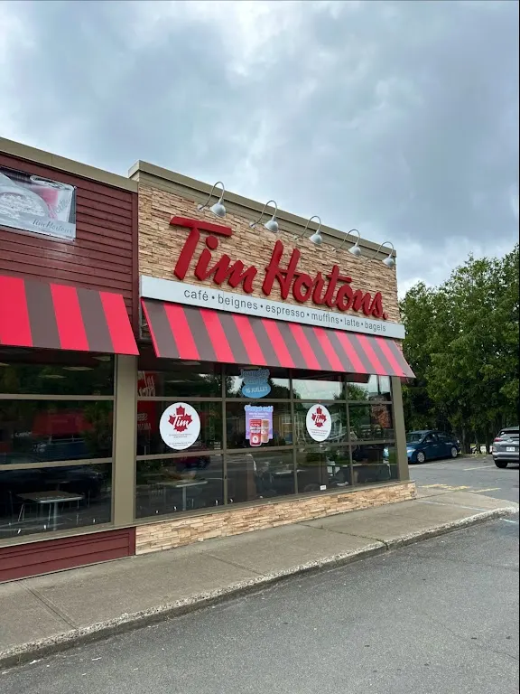 Tim Hortons storefront and interior at 245 Rue Principale Est, Ste-agathe-des-monts, QC