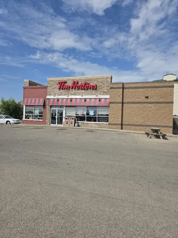 Tim Hortons storefront and interior at 133 4th St, Estevan, SK